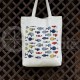 Printed semi-linen shopping bag "Small fish"